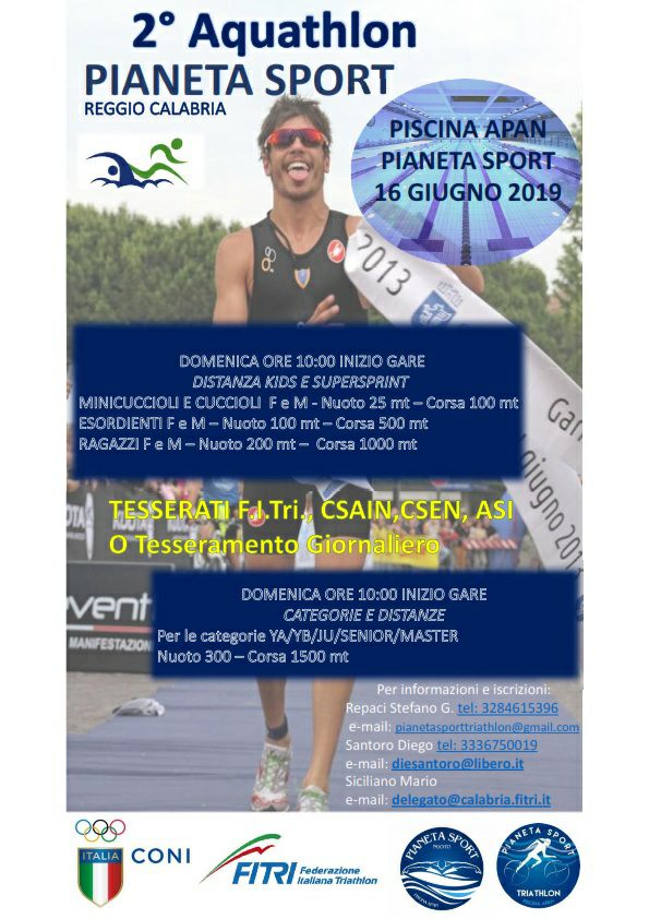  2° AQUATHLON PIANETA SPORT KIDS – YOUTH - OPEN TROFEO CONI 2019