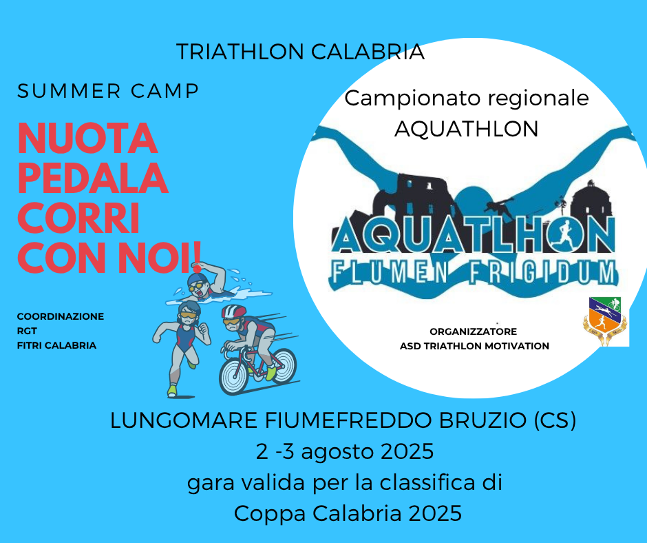 TRIATHLON CALABRIA: IN AGOSTO DOPPIO APPUNTAMENTO A FIUMEFREDDO BRUZIO