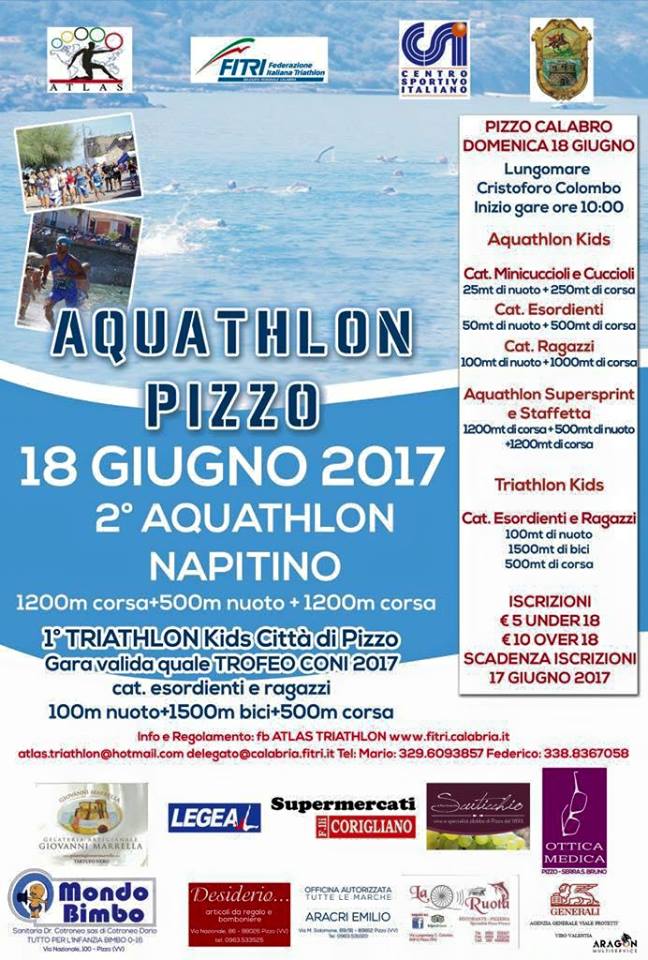 Domenica 18 giugno Pizzo 2 Aquathlon Napitino