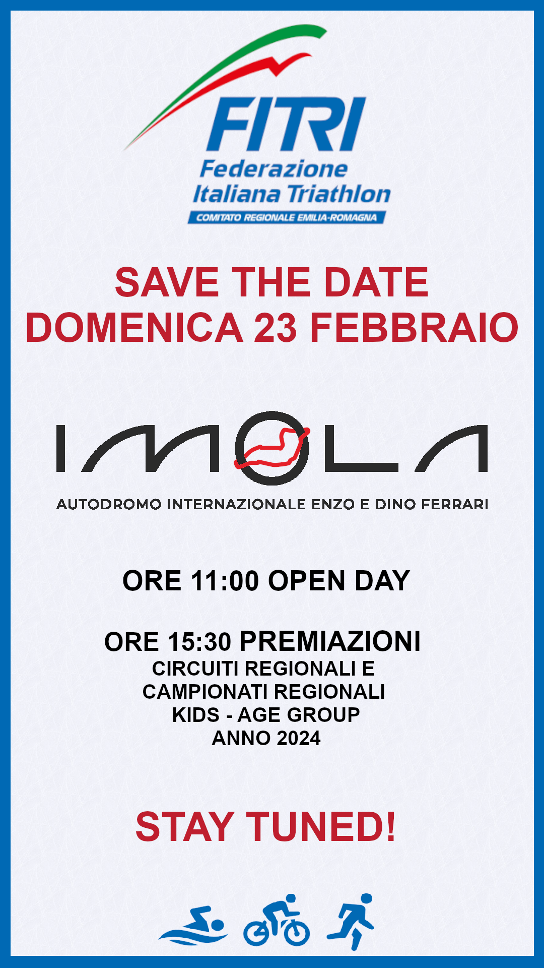 SAVE THE DATE - PREMIAZIONI 2024 - DOMENICA 23 FEBBRAIO - CIRCUITO DI IMOLA