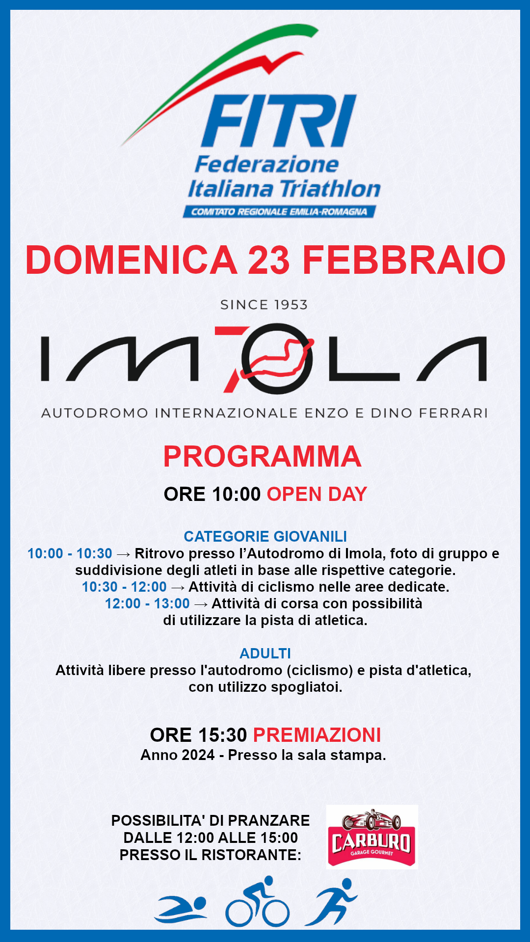 OPEN DAY e PREMIAZIONI 2024 - Autodromo di Imola - IL PROGRAMMA