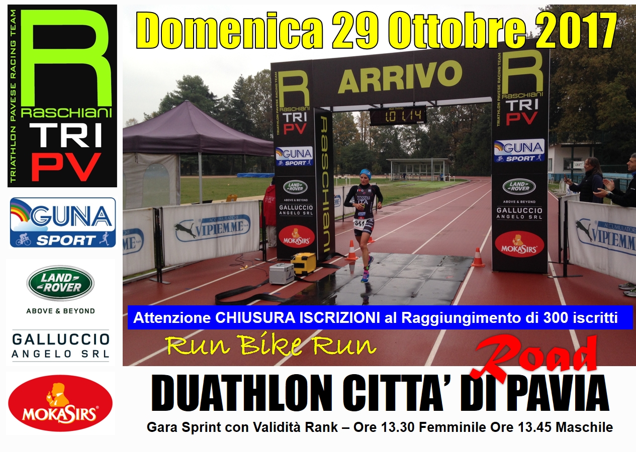 Aperte le iscrizioni al Duathlon Città di Pavia