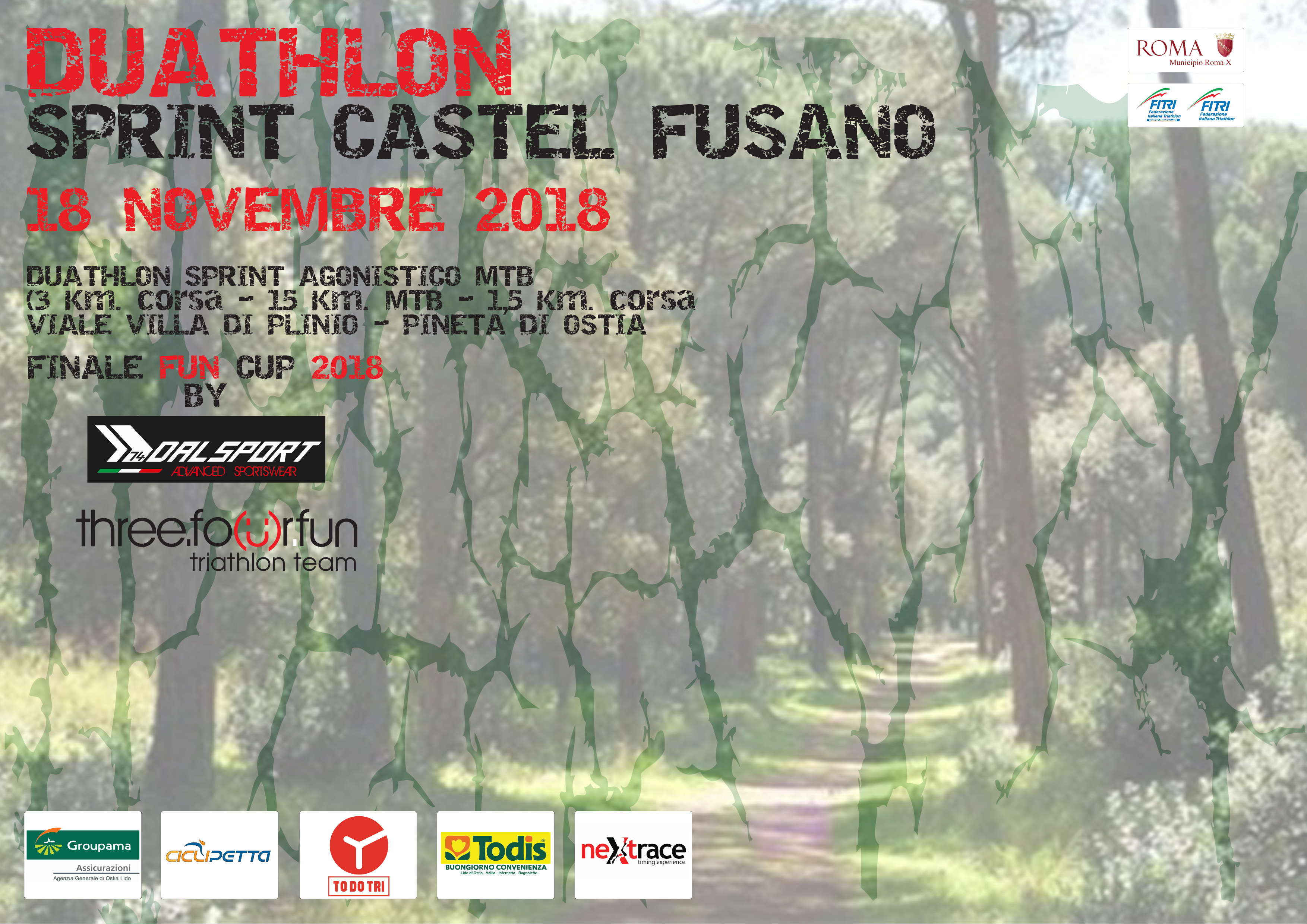 Duathlon Sprint Castel Fusano 2018 MTB il 18 novembre