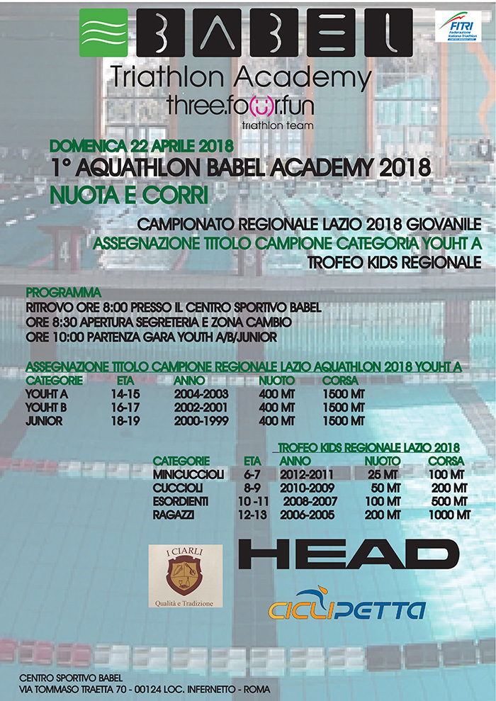 Aquathlon Babel Academy 2018: info gara