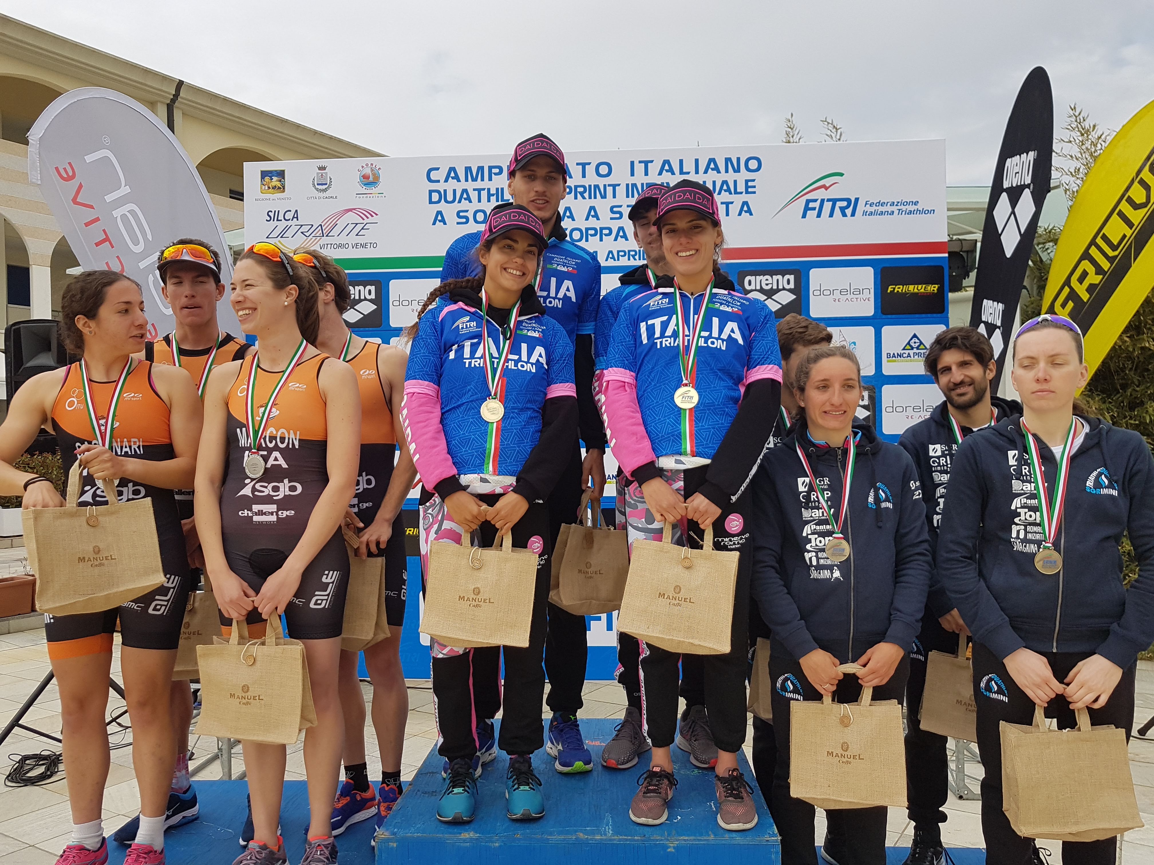 Tricolori Duathlon a Squadre a Staffetta: a Caorle vince la Minerva Roma. Prova di Coppa Crono a Trievolution (D) e Spezia Triathlon (U)