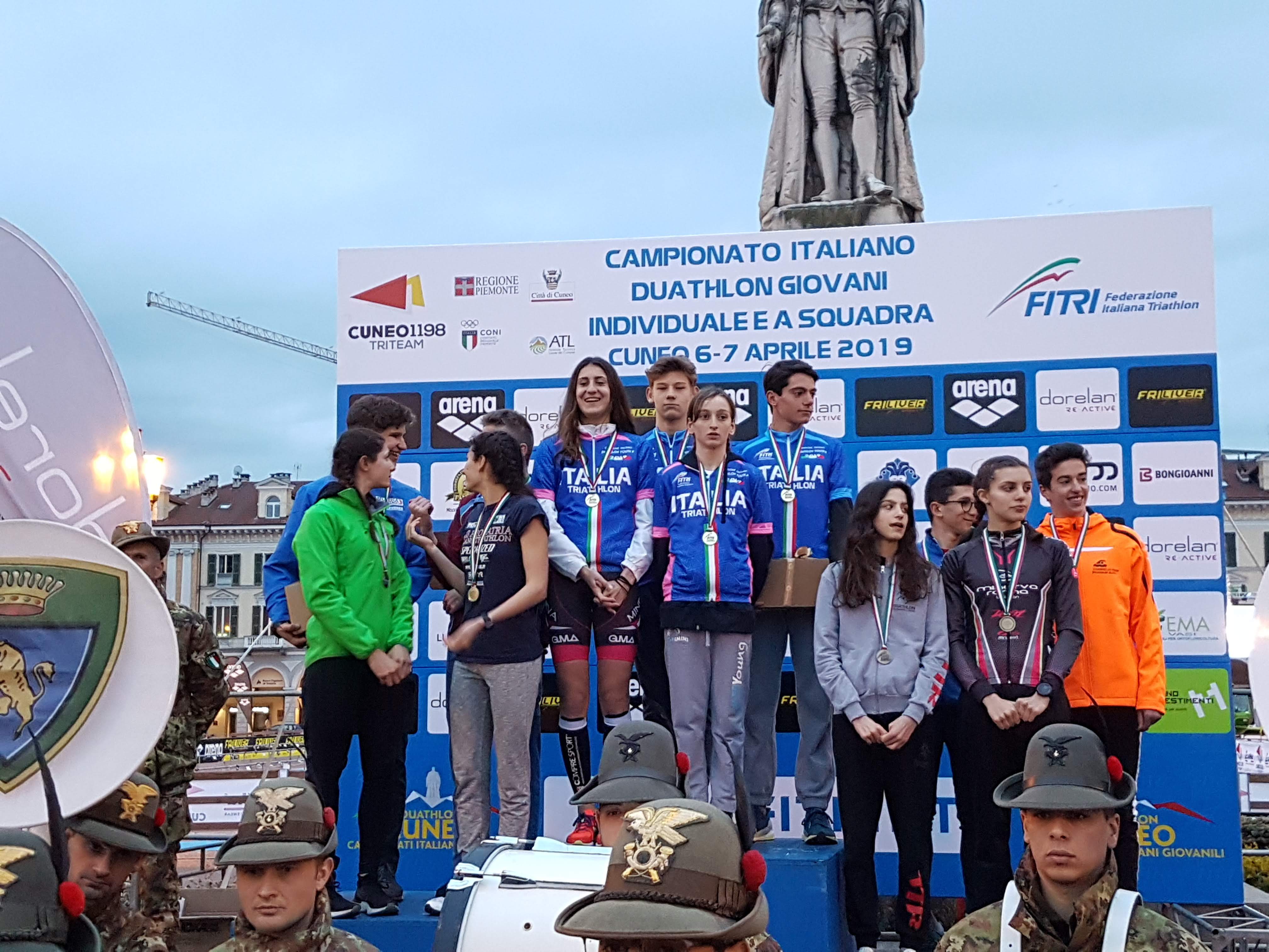 Cuneo celebra i nuovi Campioni Italiani Duathlon Giovani: Polikarpenko e Casadei (Youth A); Toppi e Rosamilia (Youth B)