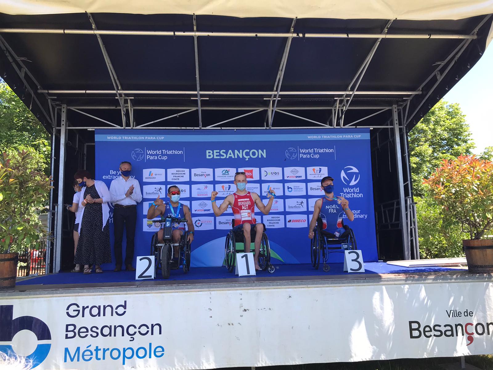 Podio Achenza World Cup Paratriathlon Besançon 2021