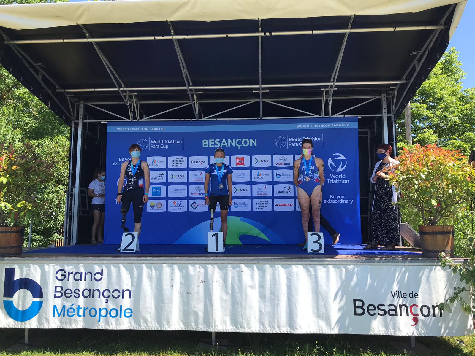 Podio Plebani World Cup Paratriathlon Besançon 2021