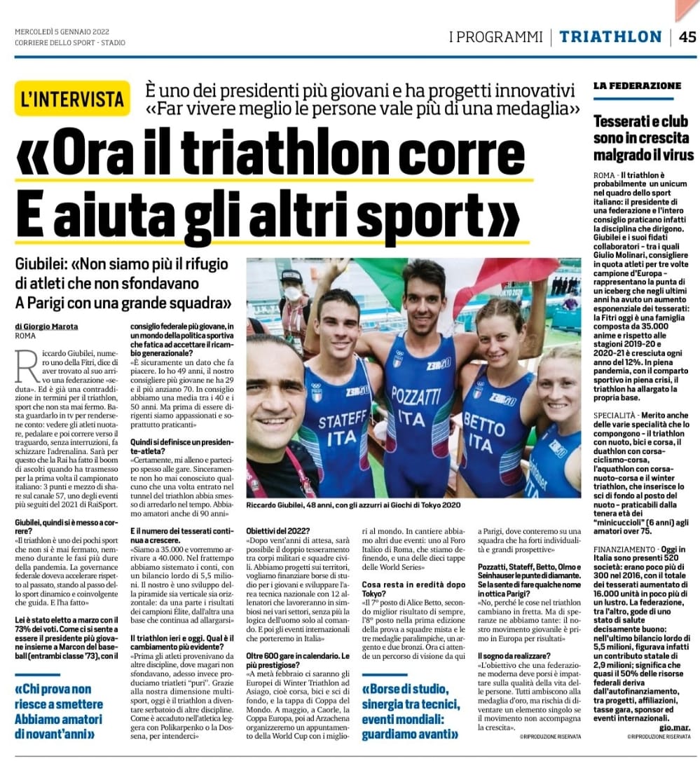 Pagina corriere dello sport 5 gennaio definitiva intervista Giubilei