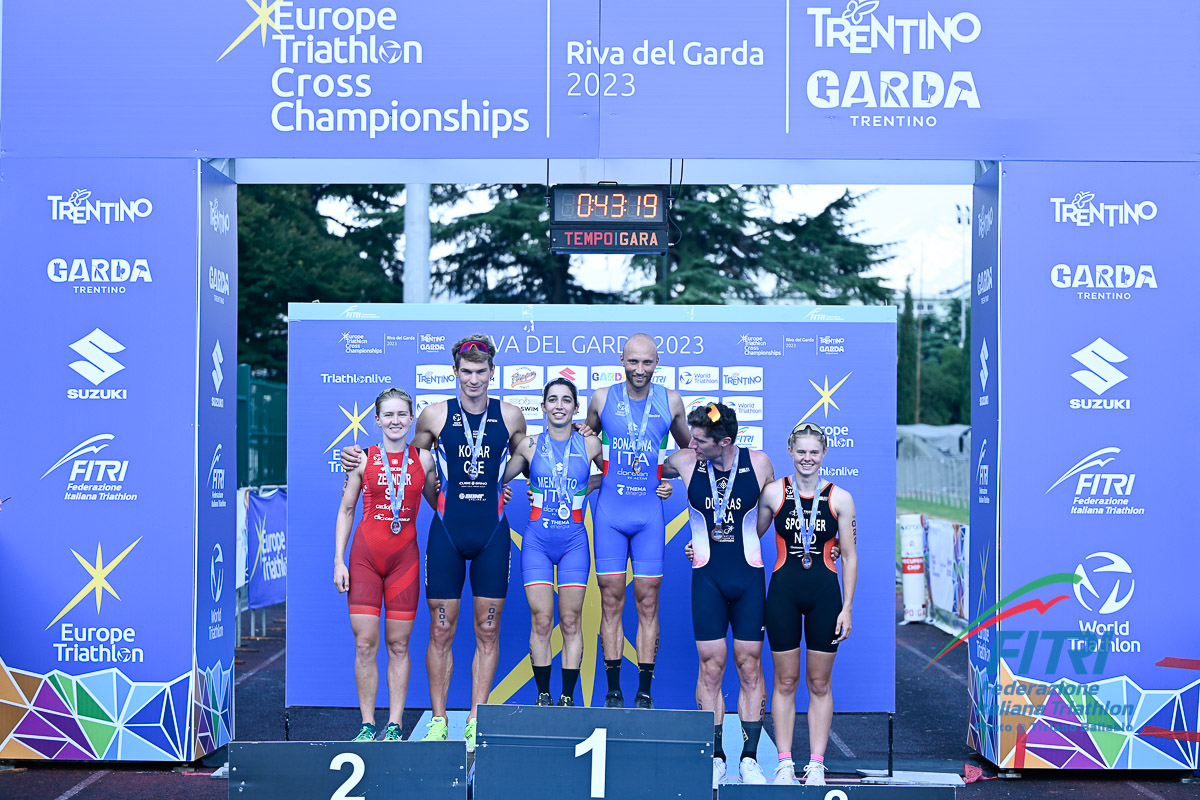 Menditto e Bonacina è doppio titolo Europeo di Triathlon Cross a Riva del Garda. Sancisi oro e Sfregola argento nell'U23 