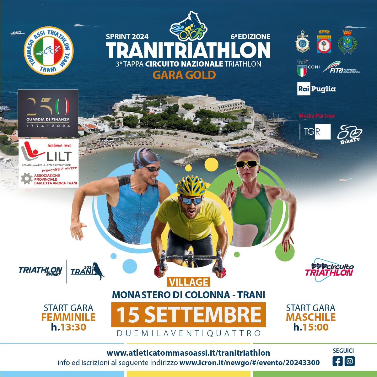 Trani Triathlon Sprint Gara Gold, scatta il conto alla rovescia per la VI edizione 2024
