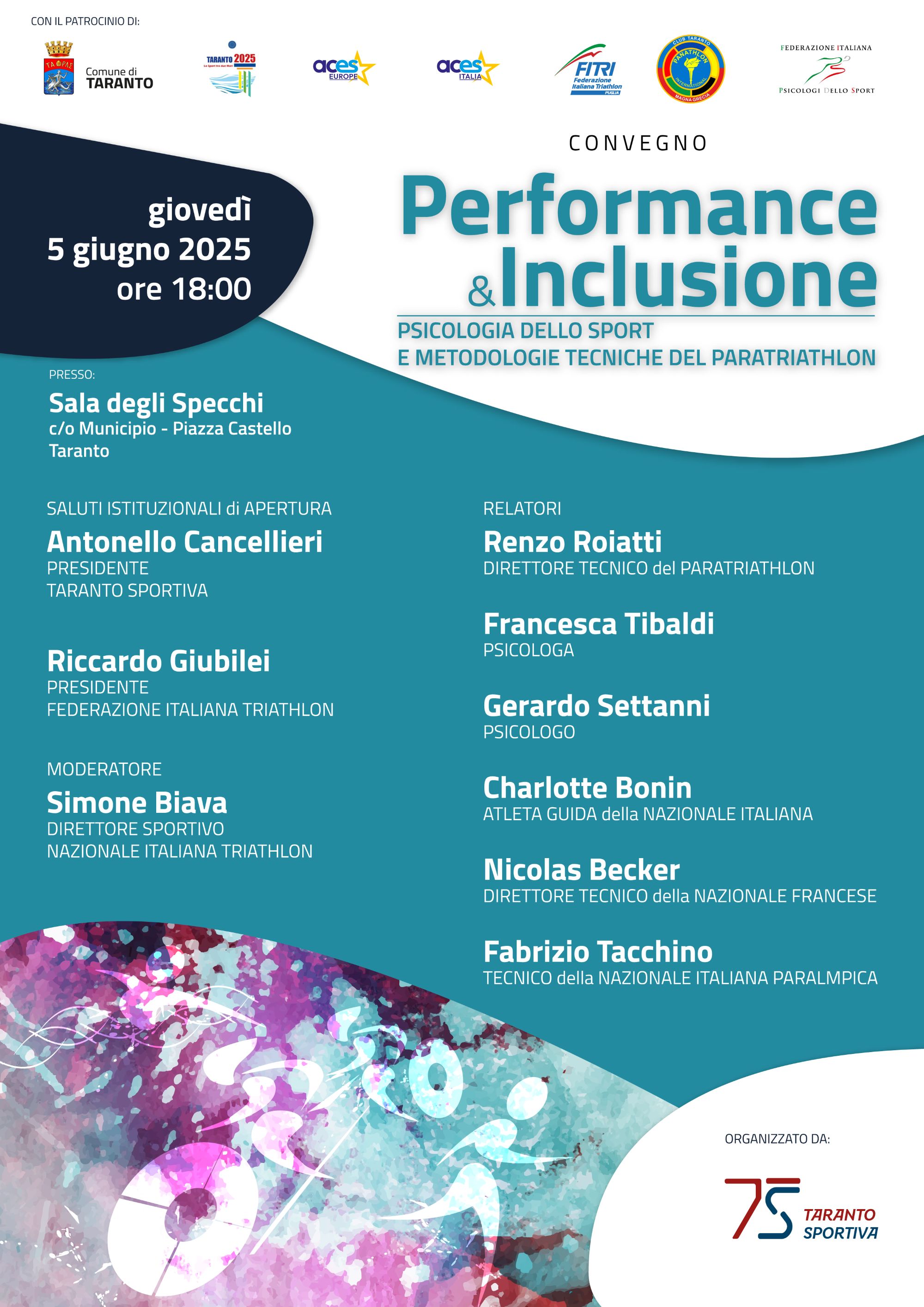 Locandina Performance e Inclusione Psicologia dello Sport