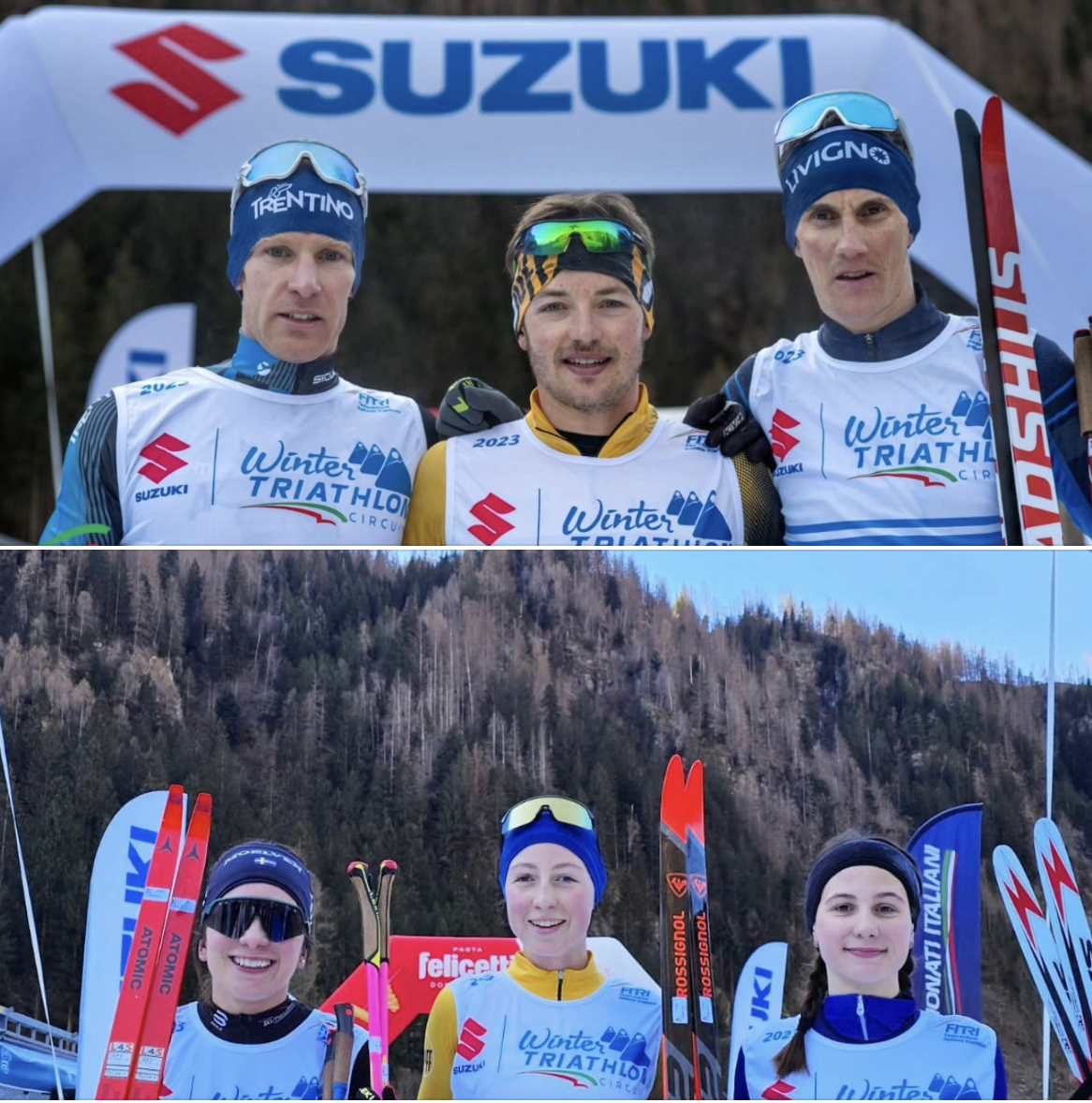 Pesavento e Sabbia vincono la terza tappa del Suzuki Winter Triathlon Circuit a Predazzo