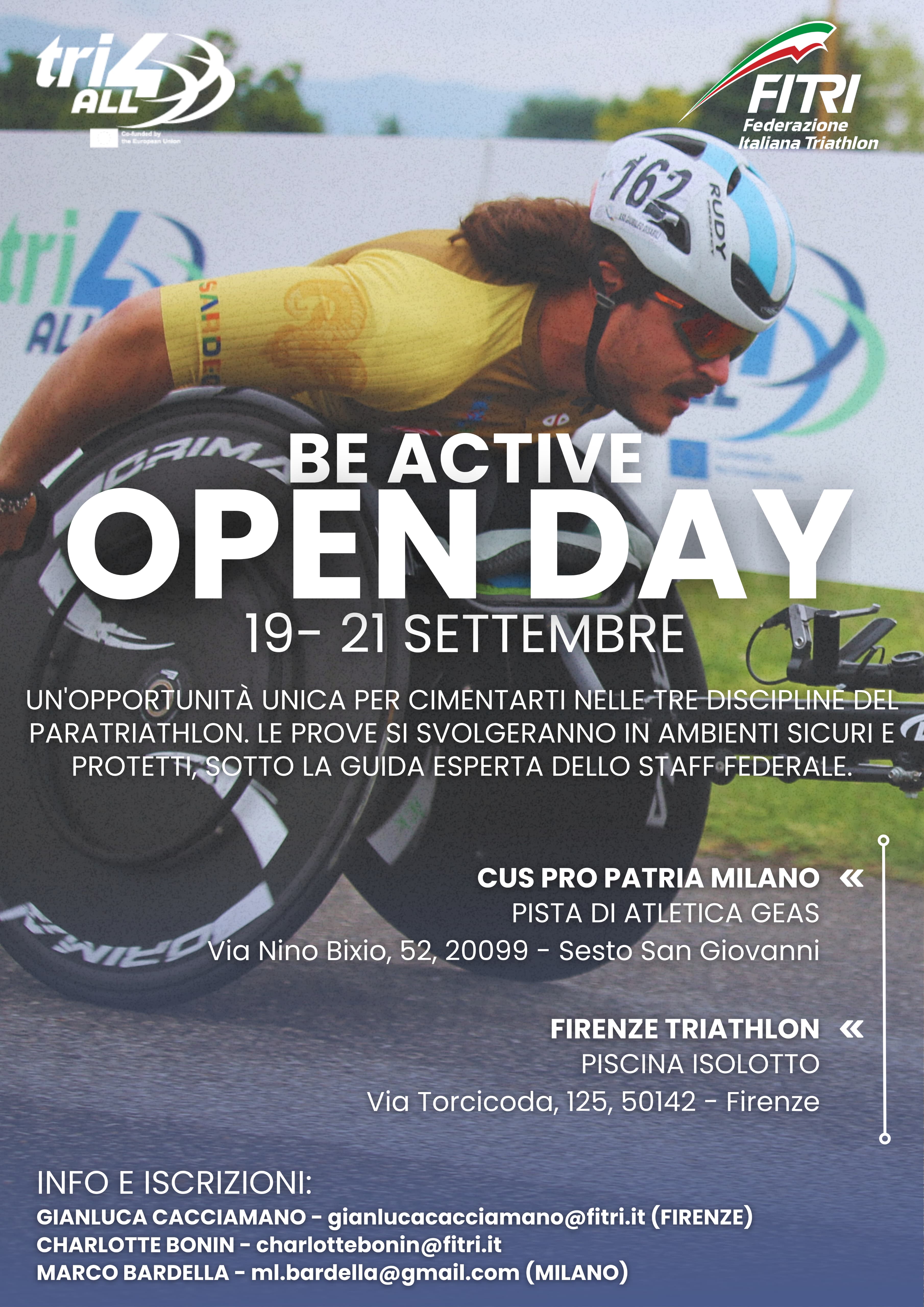 A settembre tornano gli Open Day TRI4ALL