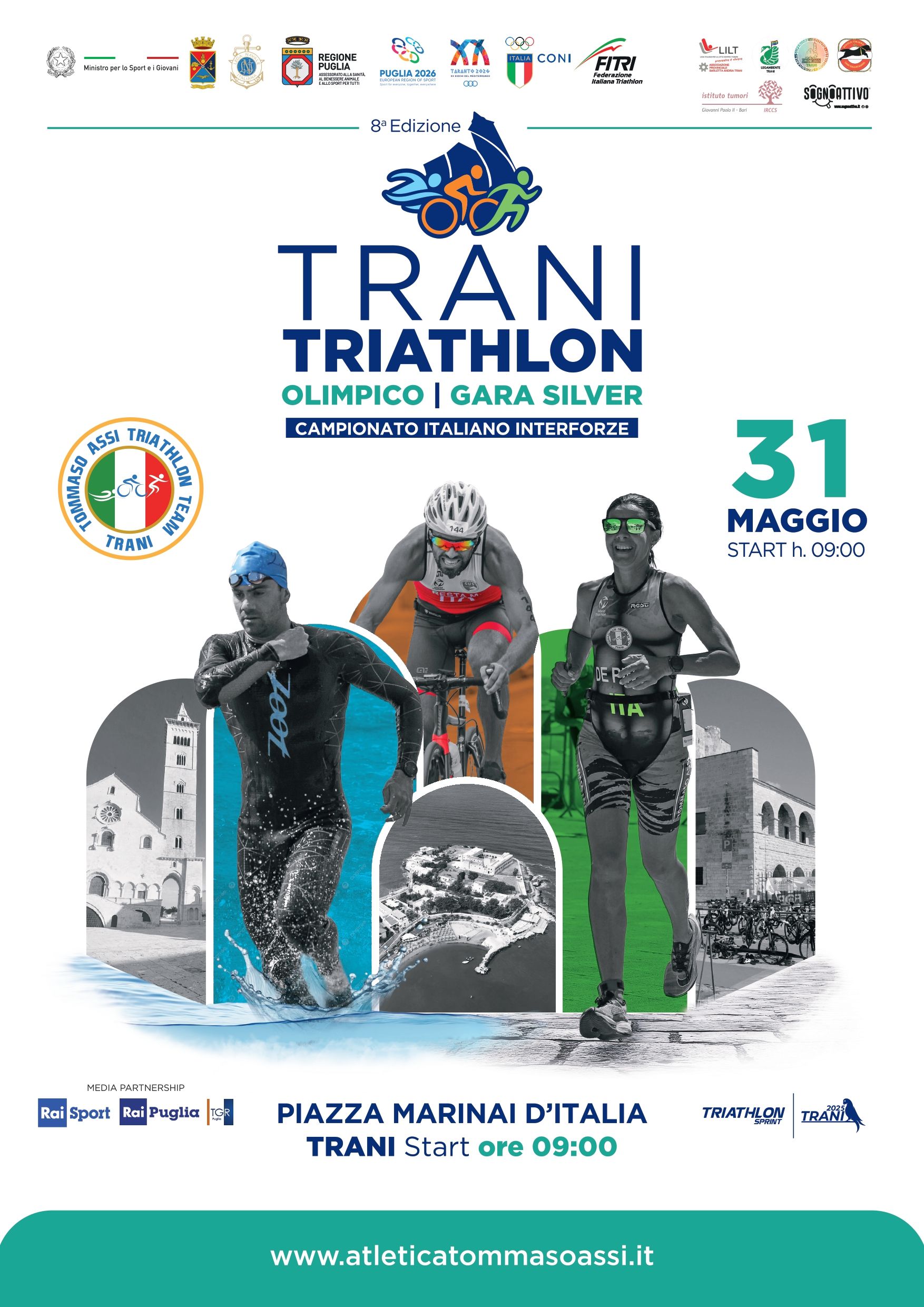 Loc. 8ª Edizione Trani Triathlon Olimpico Gara Silver Campionato Italiano Interforze 2026 domenica 31 maggio Trani