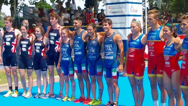 il podio europei u23 mix relay