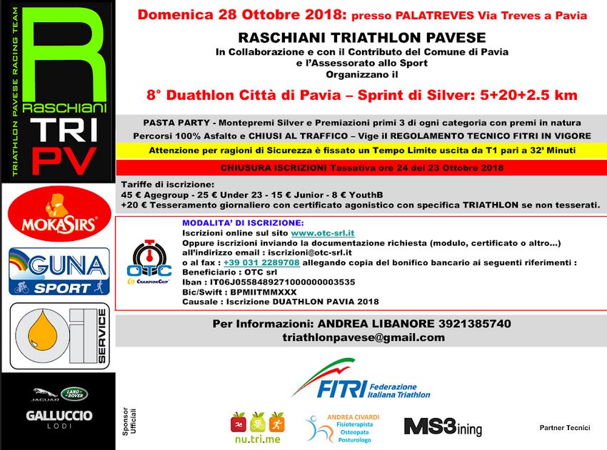 FINALE CIRCUITO DUATHLON 2018 A PAVIA 