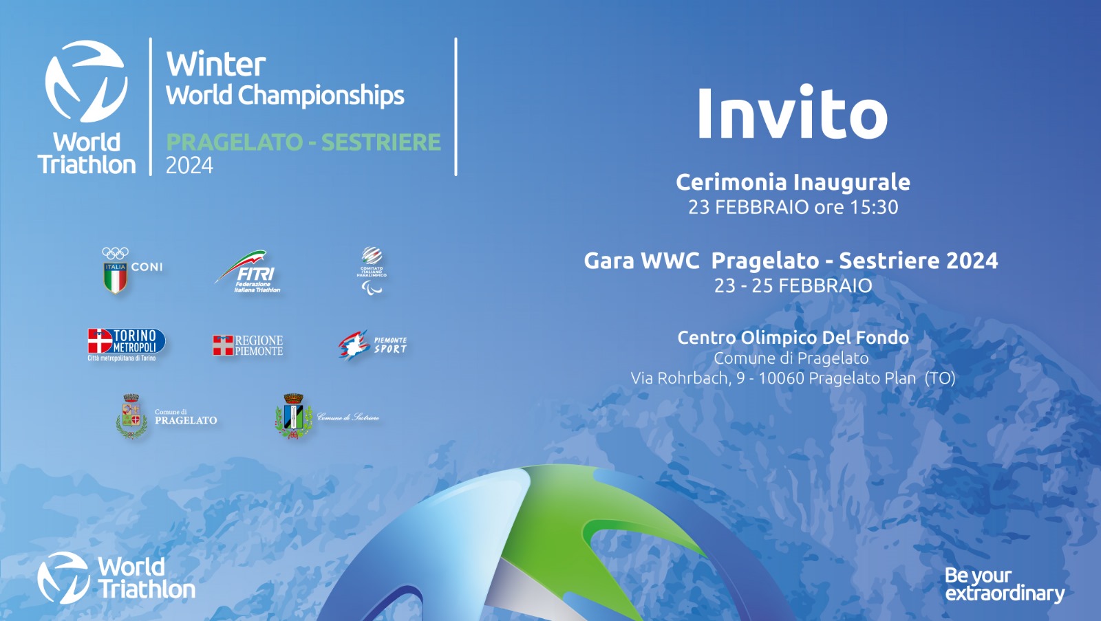 invito cerimonia inaugurazione Mondiali winter triathln 