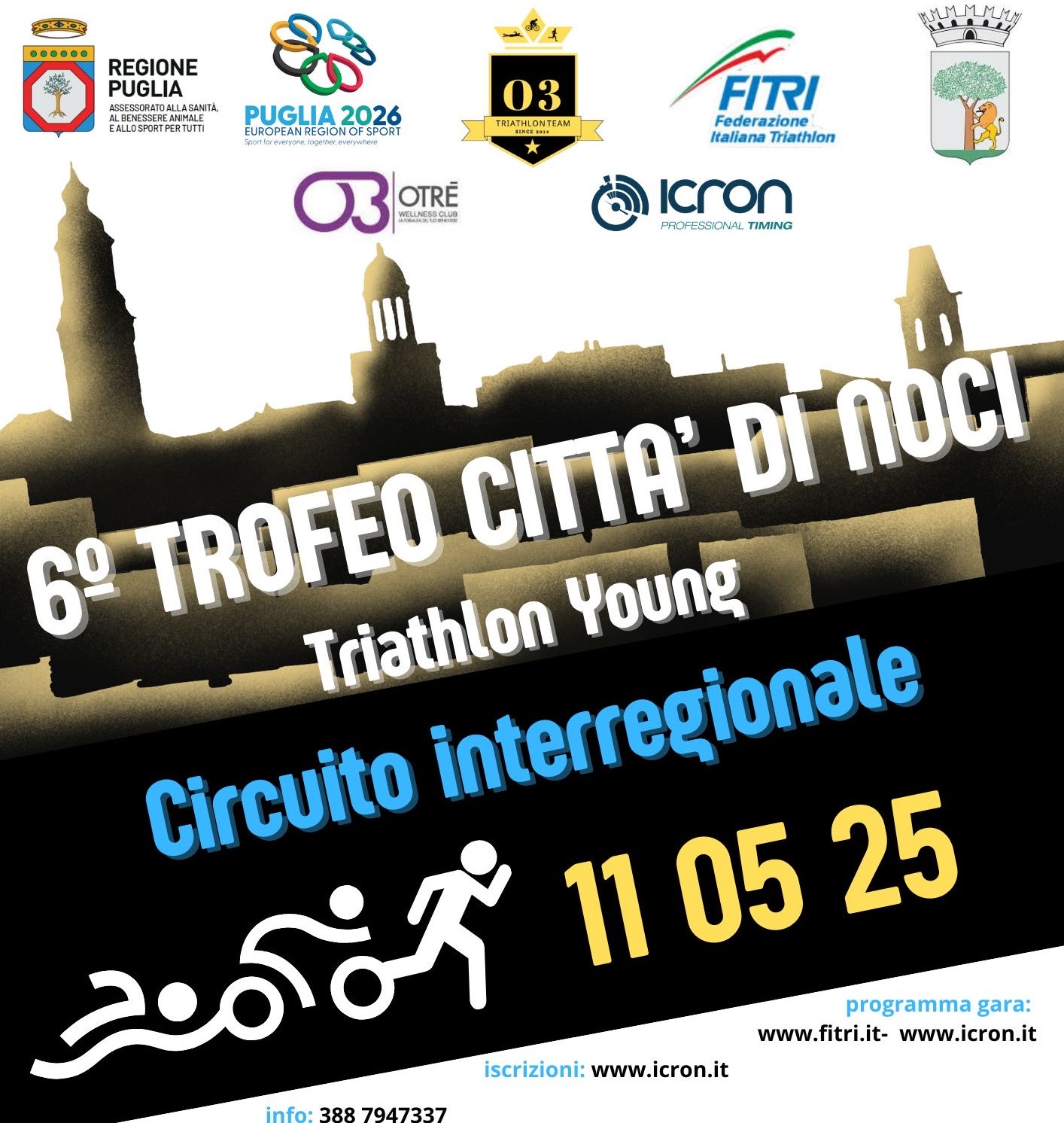 Domenica 11 maggio il "6° Trofeo Città di Noci" triathlon young, gara selettiva per il Trofeo CONI 