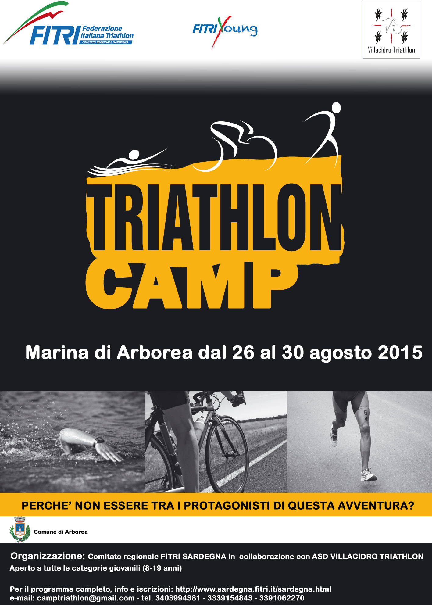 CAMP GIOVANILE DI TRIATHLON DAL 26 AL 30 AGOSTO 2015 A MARINA DI ARBOREA 