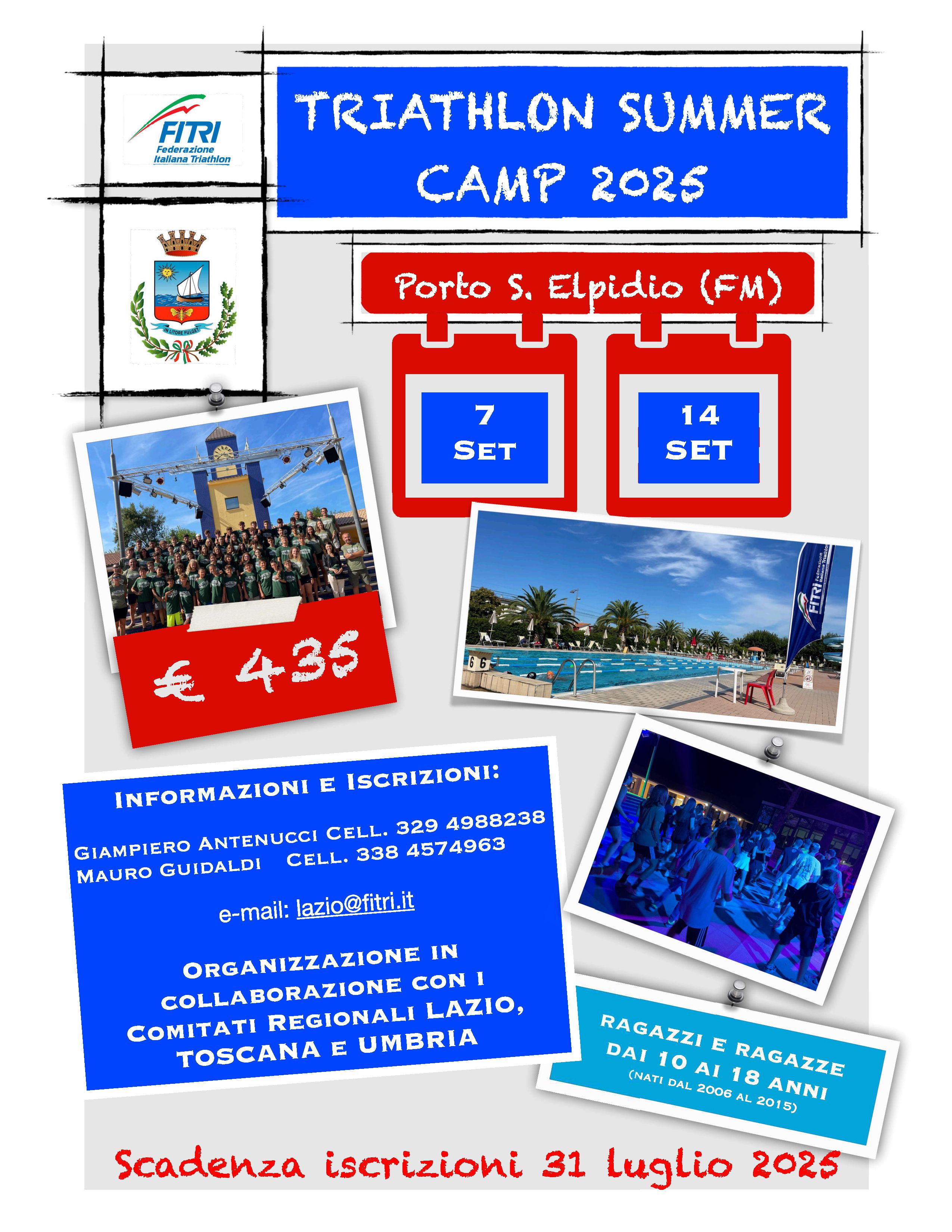 TRIATHLON SUMMER CAMP 2025! dal 7 al 14 settembre a PORTO S. ELPIDIO (FM) Scadenza iscrizioni: 31 luglio