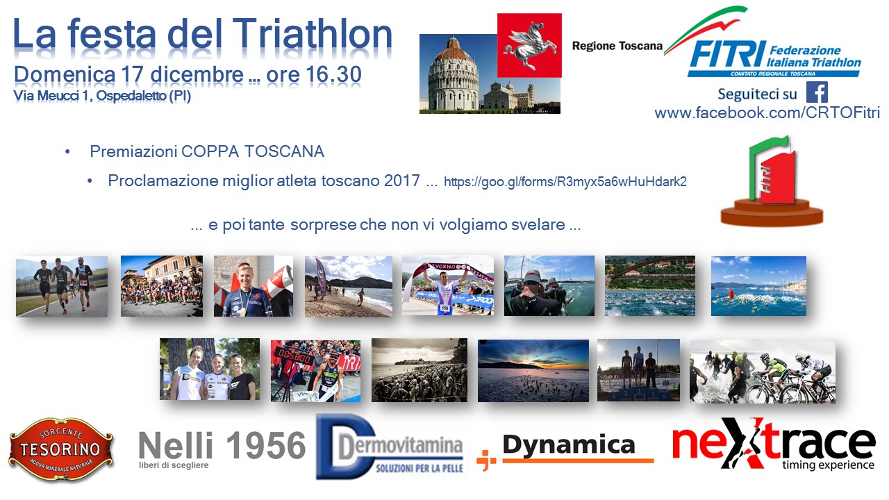 FESTA DEL TRIATHLON TOSCANO A PISA IL 17 DICEMBRE.